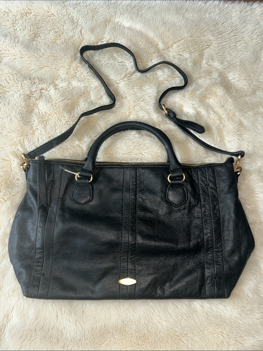 New Tahari Genuine Leather Shoulder Bag with Top Handles